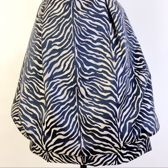 Cache Zebra Print Strapless Cocktail Dress Blue Gold Sz 4 - Picture 6 of 9